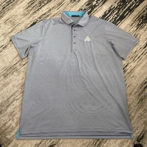 Greyson Shirt Mens XXL Blue Striped Stretch Preppy‎ Golf Agency Logo